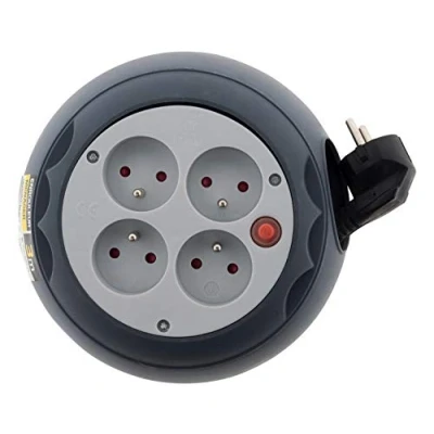 Imagen de Zenitech Enrollador doméstico de 3 metros, 4 enchufes 16 A, color negro