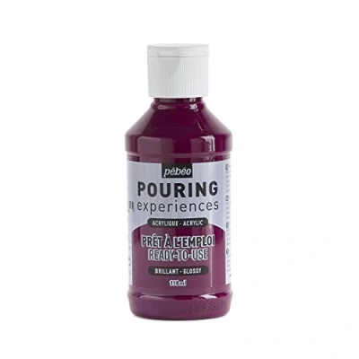 Imagen de Pebeo Pouring Experience 118ml Experiencias de vertido, Pintura acrílica premezclada Lista para Usar, Ideal Arte Fluido, Magenta Profundo, 118 ml,