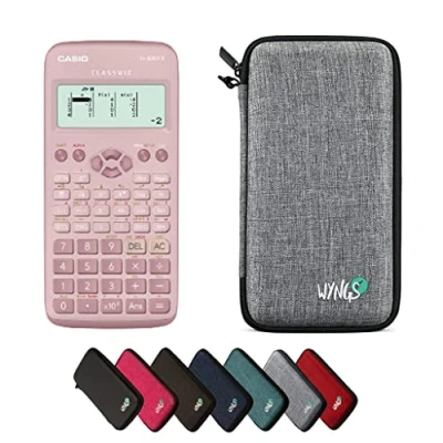 Imagen de CALCUSO Paquete económico: Calculadora Escolar técnico científica Casio FX 83 GT X Rosa ClassWiz + Funda Protectora WYNGS Gris Clara Garantía ampliada by