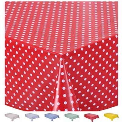 Imagen de Home Direct Mantel de Hule, Rectangular 140 x 200cm Lunares pequeños Rojo