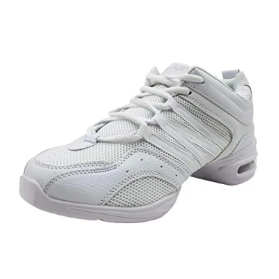 Imagen de Yudesun Zapatos Aire Libre Deportes Danza Mujer Mujeres Lona Cordones Suela de Goma Zapatillas Moda Practicidad Running Sneaker Jazz Contemporáneo Baile Informal Blanco 44 EU