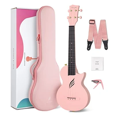 Imagen de Ukelele de concierto Enya Nova U 23&quot; cuerpo en fibra carbono con bolsa ukelele,correa,cuerdas,capo(rosado)