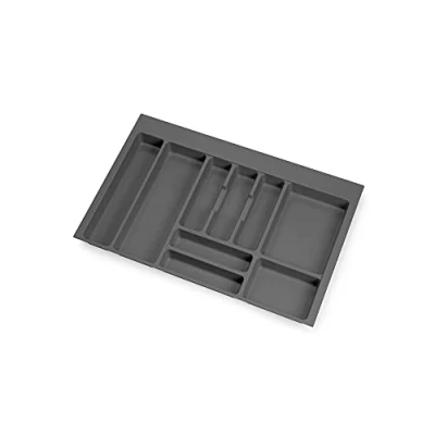 Imagen de Emuca organizador de Cubiertos, cajón cocina, cubertero, 9 compartimientos, módulo 80cm, Plástico, Gris Antracita