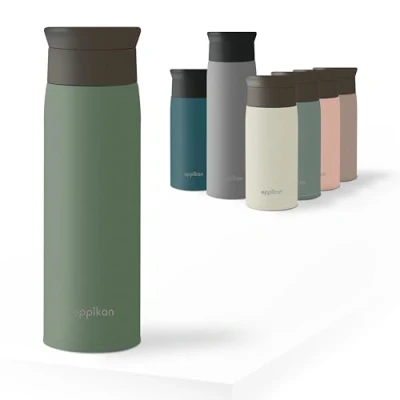 Imagen de eppikan EppiToGo Termo de Acero Inoxidable, taza aislada, Travel Mug, Coffee to go, para Coche, 350 ml, 500 viaje, antigoteo con Apertura 360º higiénica (Xanadu, ml)