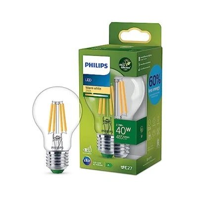 Imagen de Philips Bombilla LED Clásica Eficiente, Casquillo E27 2.3W, 485 Lúmens, Luz Blanca Cálida 2700k, Clase Energetica A