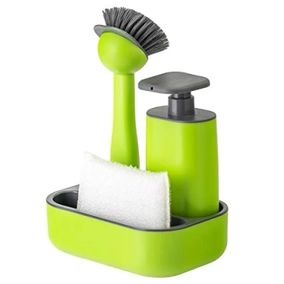 Imagen de Vigar Set Fregadero con Dosificador de Jabón, ABS, Verde, 19x13x26.5 cm