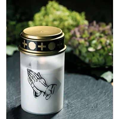 Imagen de Novaliv luz LED blanca para tumbas con efecto parpadeante batería, vela cementerio, conmemorativa, de luto, eterna
