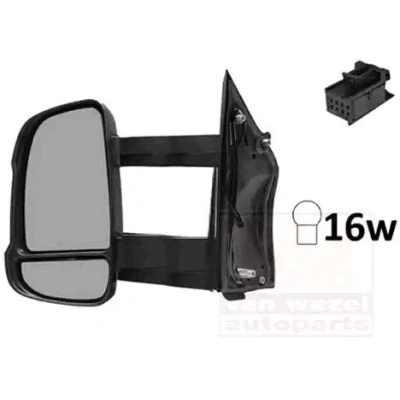 Imagen de espejo retrovisor Van Wezel 1651827 izquierda negro completo, convexo, para ajuste elect. espejo, calefactable, con gran angular, brazo