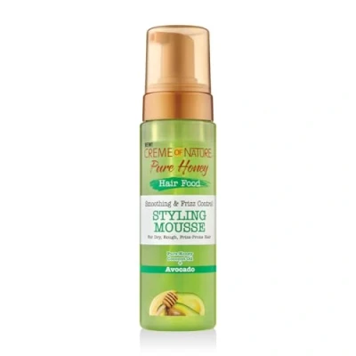 Imagen de Creme of Nature, Pure Honey Hair Food Avocado, Espuma para peinar con aceite de aguacate y miel, define los rizos reduce el encrespamiento, cabello rizado encrespado, 207ml
