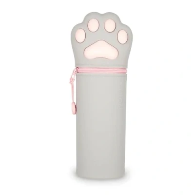 Imagen de Legami Estuche escolar Kawaii 2 en 1 de silicona blanda, tema Kitty Paw, portabolígrafos mesa, cremallera, lápices colores rotuladores, H 18,5 cm