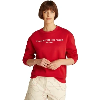 Imagen de Tommy Hilfiger Sudadera sin Capucha para Mujer, Rojo (Primary Red), L