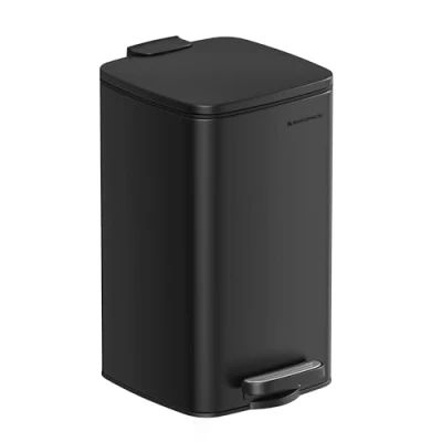 Imagen de SONGMICS Papelera Baño, Cubo de Basura 8 L Compacta, con Pedal, para Espacios Pequeños, Tapa Cierre Suave, Acero, Negro LTB591B0802