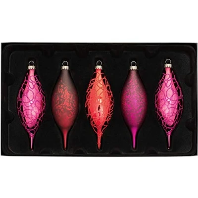 Imagen de WeRChristmas Ruby Bolas de Cristal, Rojo/Morado, 5 Piezas,