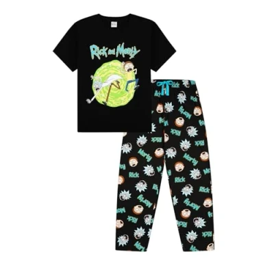 Imagen de Rick and Morty Conjunto de pijama largo para hombre, Negro, XXL