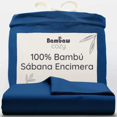 Imagen de Sábana Encimera 105 Azul Marino 180x290 cm Sabanas Bambu Hipoalergénicas Juego Termicas Modernas Encimeras Bambaw
