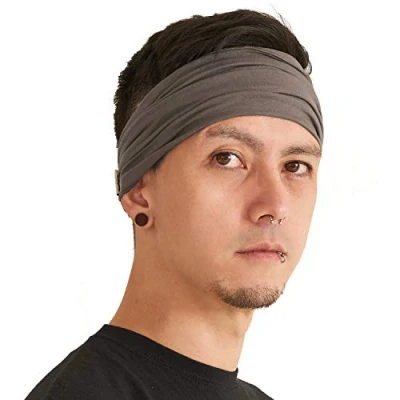 Imagen de CHARM Hombre Cinta De Correr Bandana Pelo Pañuelos Diadema Mujer Elastica Gris Carbón L