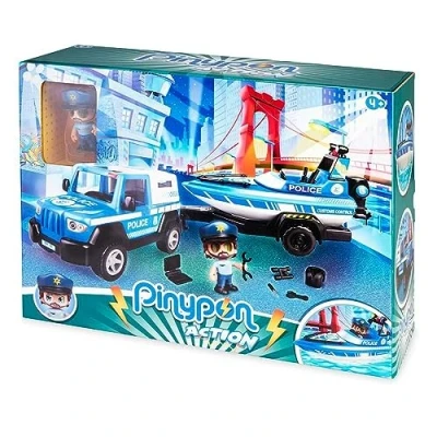 Imagen de Pinypon Action Pickup de Policía con Lancha para niños y niñas 4 a 8 años, Multicolor (Famosa 700016265)