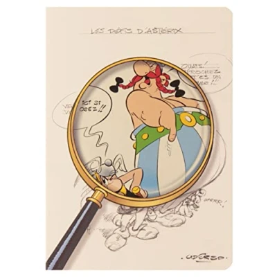 Imagen de Clairefontaine ES 813025C Un cuaderno cosido Asterix, 2 imágenes sobre fondo crema/2 negro A5 14,8x21 cm 64 páginas rayadas Papel marfil 90 g 4 imágenes, entregado. aleatorio