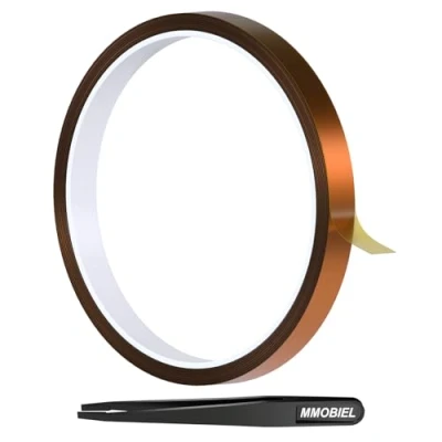 Imagen de MMOBIEL Cinta Adhesiva (12mm x 30m) de Polyimide Resistente al Calor para Sublimación Térmica Alta Temperatura ESD HVAC Electrónica Soldadura Impresión 3D etc.