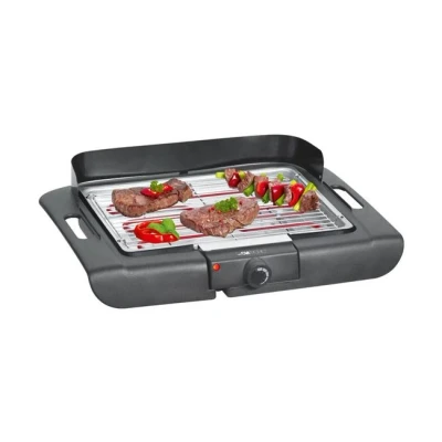 Imagen de Clatronic barbacoa eléctrica BQ 3507, de sobremesa, interior exterior, sobremesa para balcón/camping, superficie la parrilla: 36x25 cm, 2000 vatios