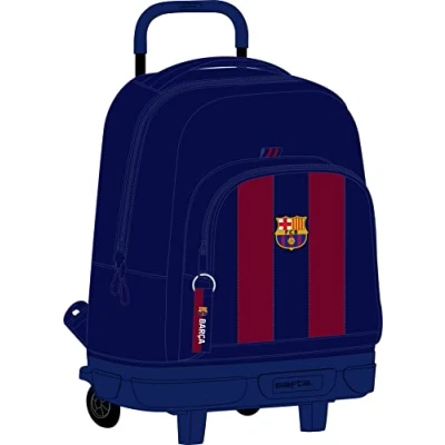 Imagen de F.C. BARCELONA Mochila Grande con Ruedas, Compacta, Extraíble, Ideal para Niños de Diferentes Edades, Cómoda y Versátil, Calidad Resistencia, 33x22x45 cm, Color Azul marino/rojo