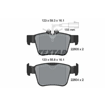 Imagen de TEXTAR 2260501 Juego de pastillas freno con contacto aviso desgaste incorporado ALFA ROMEO: Stelvio, Giulia Berlina, MASERATI: Levante SUV