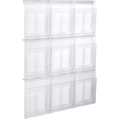 Imagen de helit H6812102 Juego de pared portafolletos Placativ, 9 bolsillos, DIN A4, alto, cristal transparente