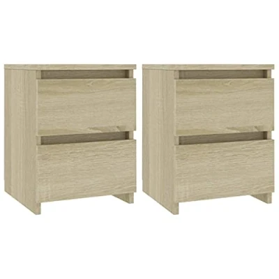 Imagen de vidaXL 2X Mesitas de Noche Contrachapada Casa Hogar Decoración Diseño Estilo Habitación Dormitorio Mesilla Cama Cómoda 30x30x40 cm Color Roble Sonoma