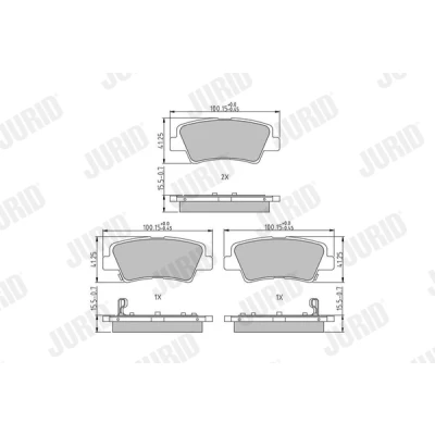 Imagen de JURID 573816J Juego de pastillas freno con avisador acústico desgaste sin accesorios HYUNDAI: Tucson, ix35, i20 II Hatchback, KIA: Sportage IV