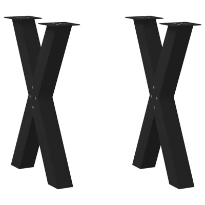 Imagen de vidaXL Patas para mesa comedor forma X 2uds acero negro 50x(72 73) cm, pata de mesa, metal, mueble, muebles