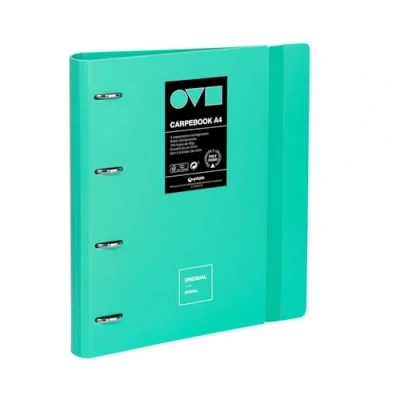 Imagen de Grafoplas Archivador 4 Anillas A4 Carpebook Polyfoam Resistente y Ultraligero Unequal Minimal Mint Incluye Recambio, Separadores Sobre Perfecto para Organizar Materias Escolares