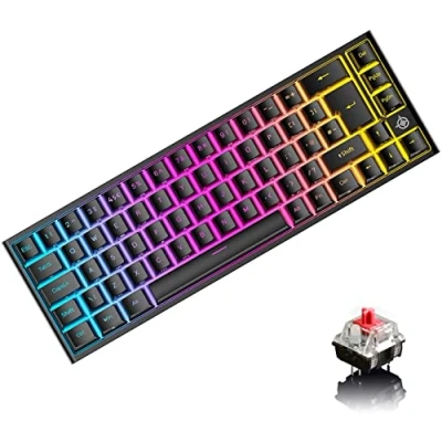 Imagen de UK Layout 60% Gaming Keyboar RGB Backlit Red Switch Mechanical Keyboard,67 Keys USB C Wire Keyboard Mice 12000 dpi for PC Mac Gamer