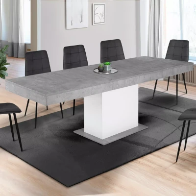 Imagen de IDMarket Mesa de comedor extensible rectangular Eden 6 10 personas hormigón y blanco 160 200 cm