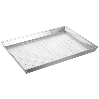 Imagen de Pentole Agnelli Moldes para Hornear Perforados rectangulares, Diámetro del Agujero 6 mm, aleación de Aluminio 3003, Plata, 40x30 cm