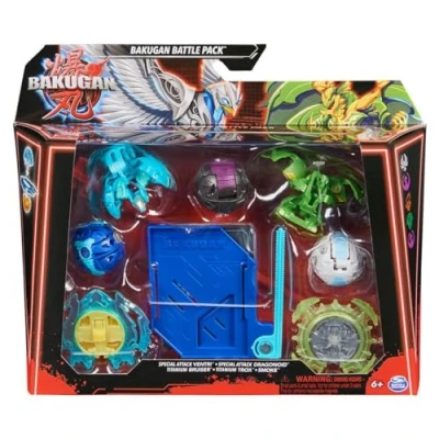 Imagen de Spin Master Bakugan Blue Base Battle Pack Juego de figuras acción, Ventri ataque especial, Dragonoide ruiser titanio, trox humo 6066988