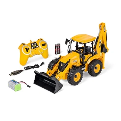 Imagen de Carson 500907668 1:20 Retroexcavadora JCB 2.4G 100% RTR Vehículo de construcción por Control Remoto, para niños a Partir 8 años, Excavadora RC con Funciones, Incl. Pilas y Mando Distancia