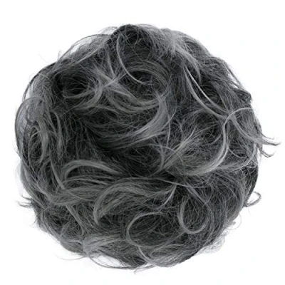 Imagen de CAISHA XL Postizo Coletero Lazo Para El Pelo Voluminoso Ondulado Cabello Sintético Mezcla Gris Ceniza G26E
