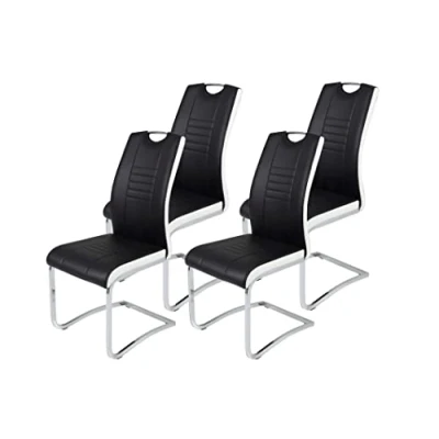 Imagen de Apollo Tabea Silla, Cuero sintético Hierro Fundido, Negro/Blanco, 4 Unidades