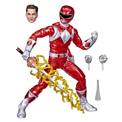 Imagen de Power Rangers Lightning Collection Mighty Morphin Metallic Red Ranger Figura de acción coleccionable 6 pulgadas con accesorios
