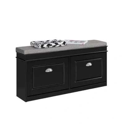 Imagen de SoBuy Zapatero Banco con 2 Cajones de Almacenamianto Negro L104 x P24 H52cm FSR64 SCH ES