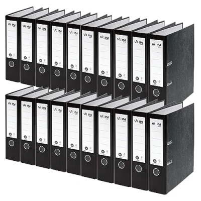 Imagen de VON Leitz 10530095 Archivador A4, 20 unidades, 100% papel reciclado, ancho de lomo 80 mm, Leitz, para 600 hojas, ángel azul y certificado FSC, escuela, estudio hogar, color negro