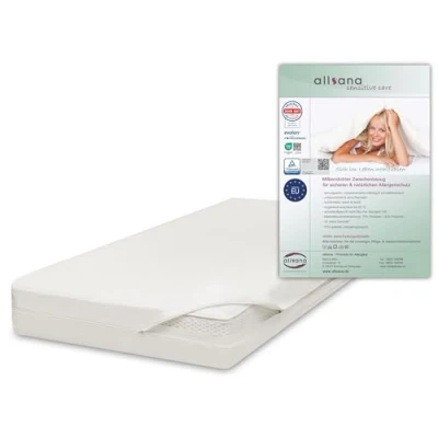 Imagen de Allsana funda de colchón hipoalergénica, 90 x 200 20 cm, ropa cama antiácaros, protección contra ácaros para alérgicos al polvo, intermedia el colchón, con