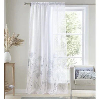 Imagen de Catherine Lansfield Meadowsweet Panel de Cortina Gasa, diseño Floral, 139 x 183 cm, Color Blanco