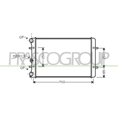 Imagen de PRASCO AD016R002 Radiador, refrigeración del motor Aluminio 650 415 34 Con acoplamientos rápidos Aletas unidas mecánicamente