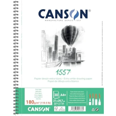 Imagen de CANSON 1557, papel de dibujo blanco, grano ligero, 180 gsm, 110,5 lb, álbum en espiral grande, A4 21 x 29,7 cm, extra 30 hojas