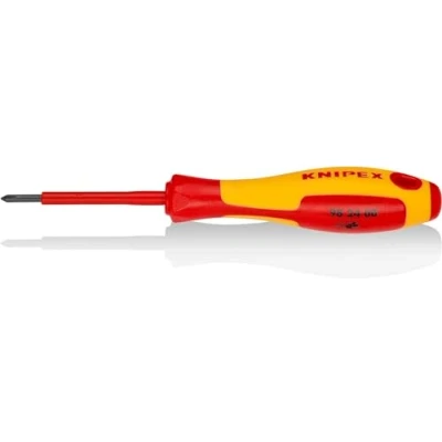 Imagen de Knipex Destornillador para tornillos cruciformes Phillips® bruñido, mango aislante en dos componentes, según norma VDE 162 mm 98 24 00
