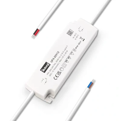 Imagen de illuburg Transformador LED 12V 20W Impermeable IP44 Extraplano Sin Parpadeo para Tira Fuente de Alimentación Driver