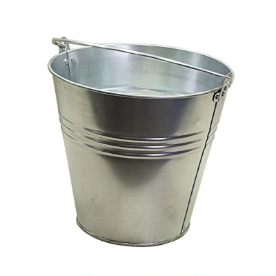 Imagen de RM E Commerce Poubelle Métal Seau Plaque de Décoration Galvanisée 15L Pot Fleurs en Zinc
