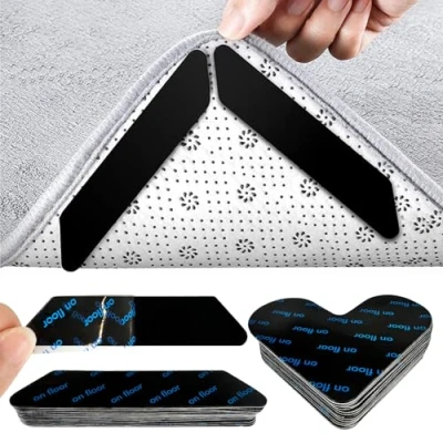 Imagen de 32 piezas de 2 formas antiderapant alfombras, alfombrillas antideslizantes reutilizables, lavables, grippers, anticurling carpet Grippers para suelos madera dura, tablas y alfombras