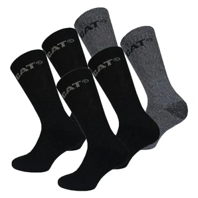 Imagen de Caterpillar Outdoor socks 6 pares de calcetines para hombre en algodón suave con control humedad, puntera y talón reforzados (Gris, 43 46)